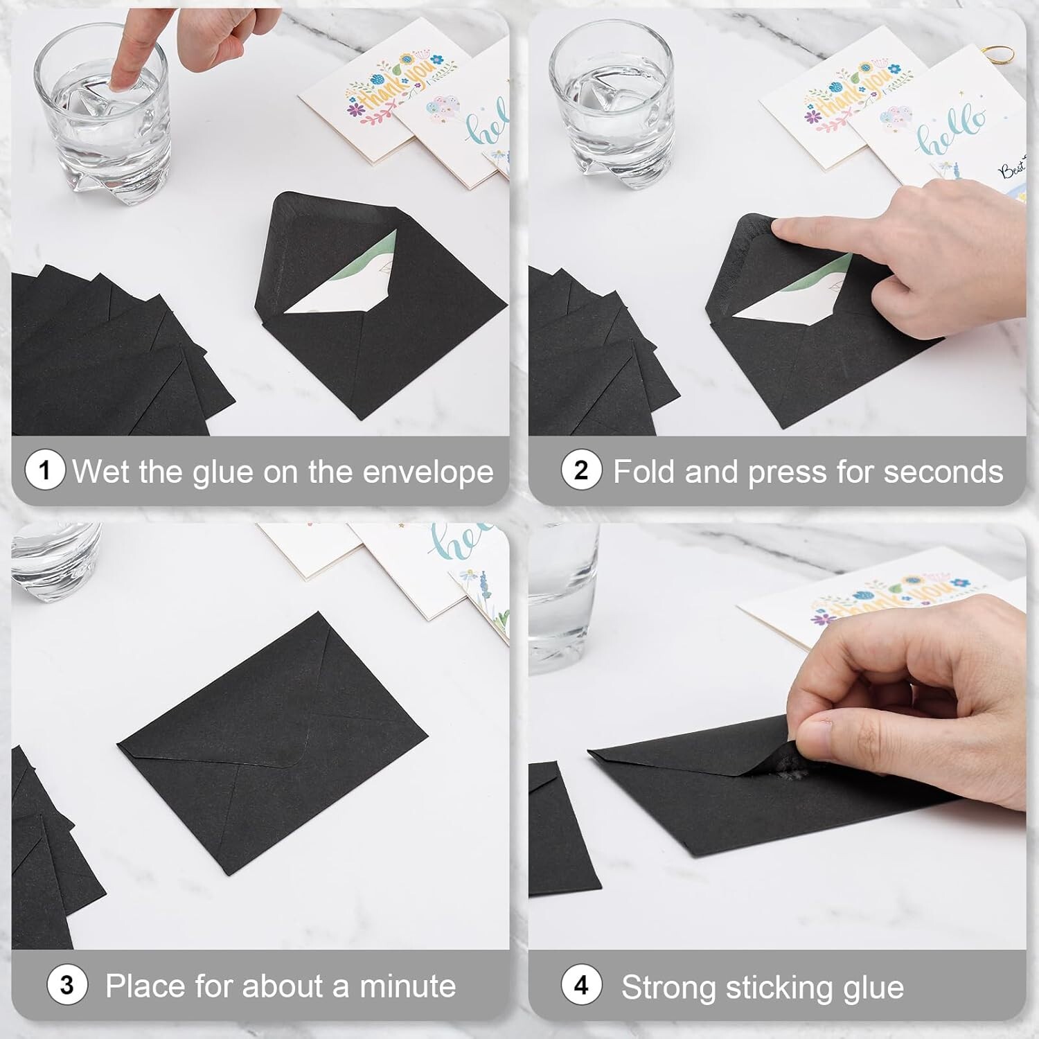 100 Sets Mini Black Envelopes with Small Blank Gift Business Card Wedding