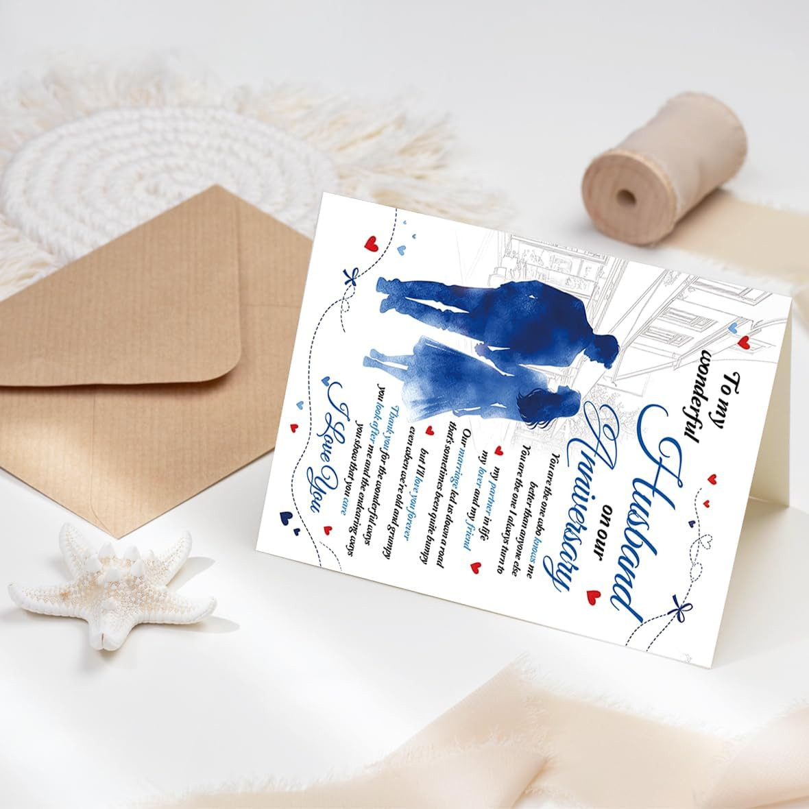 Anniversary Card for Husband, Romantic Anniversary Card Gift from Wife, Happy An