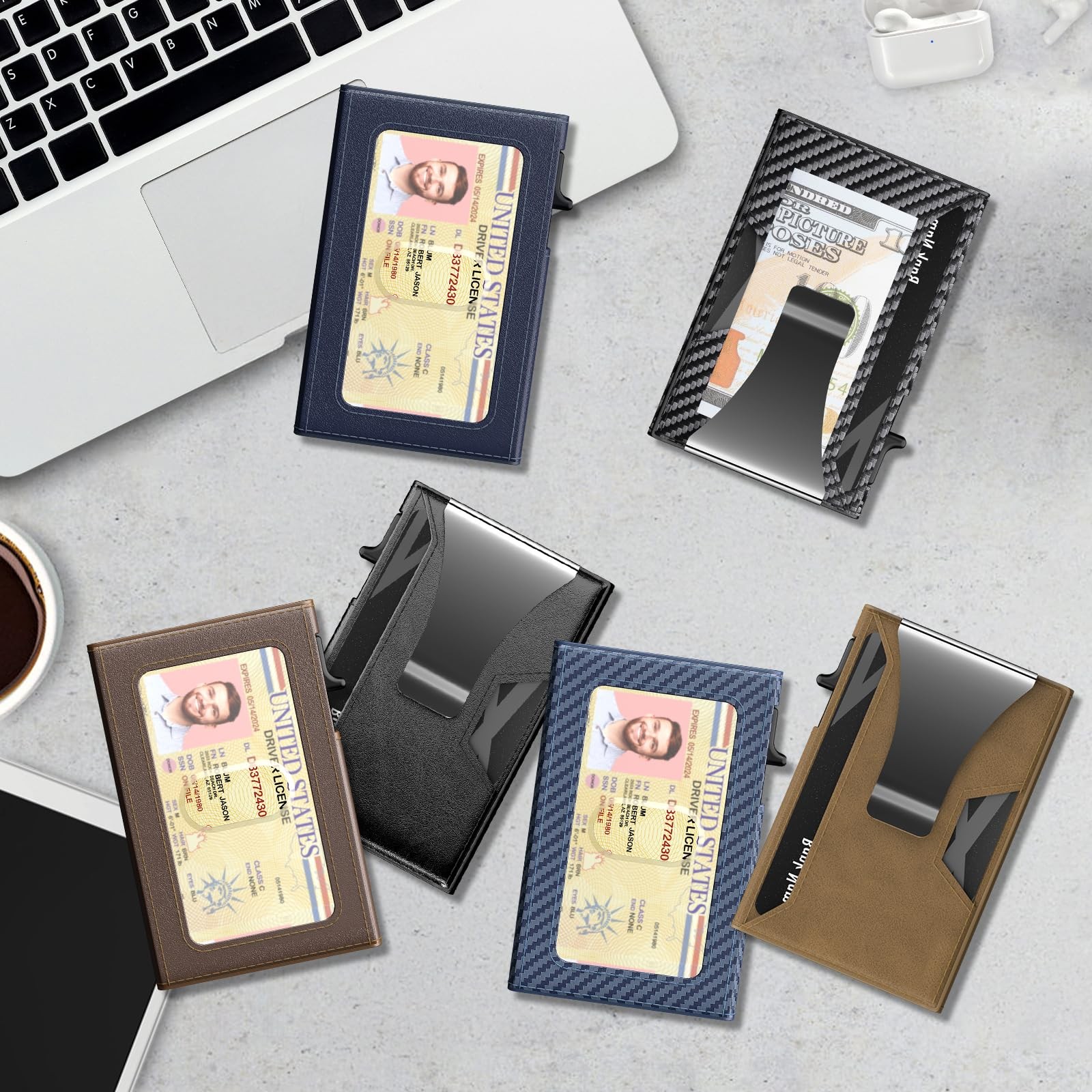 Wallet for Men Slim Minimalist Pop-up Smart Holds 5-6 Cards – RFID Blocking M…