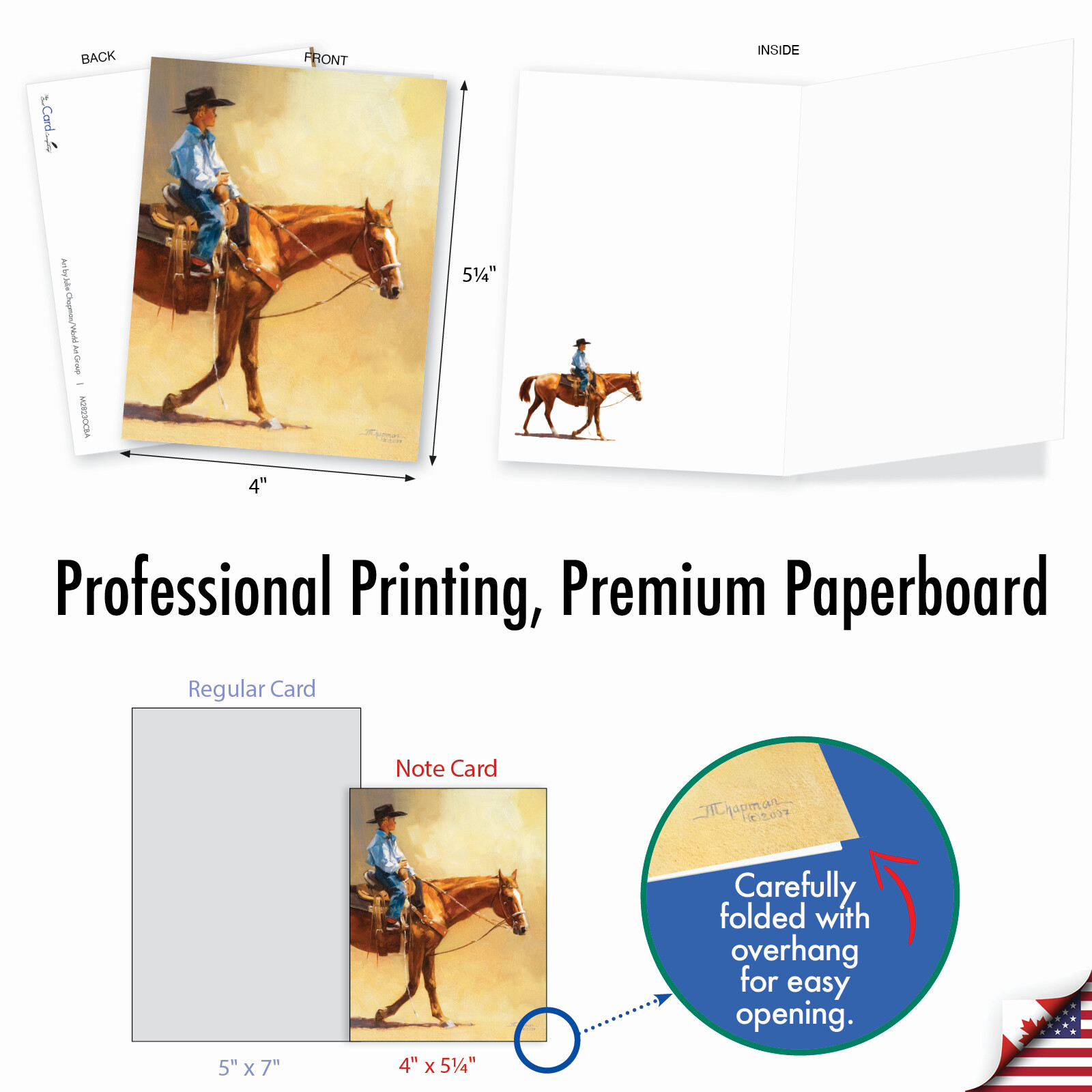 20 Assorted Blank Notecards w/ Envelopes (10 Designs, 2 Each) Cowboys and Horses