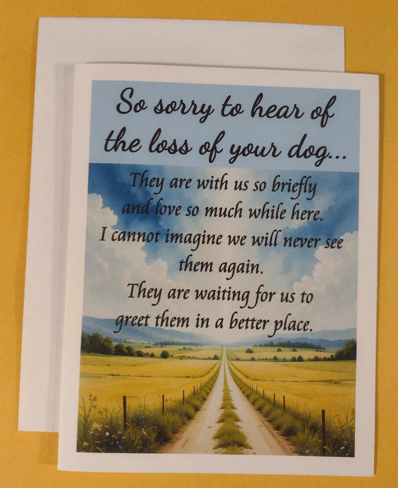 Loss of Dog Sympathy Greeting Card, 4.25″ x 5.5″, A2 Size, Blank Inside
