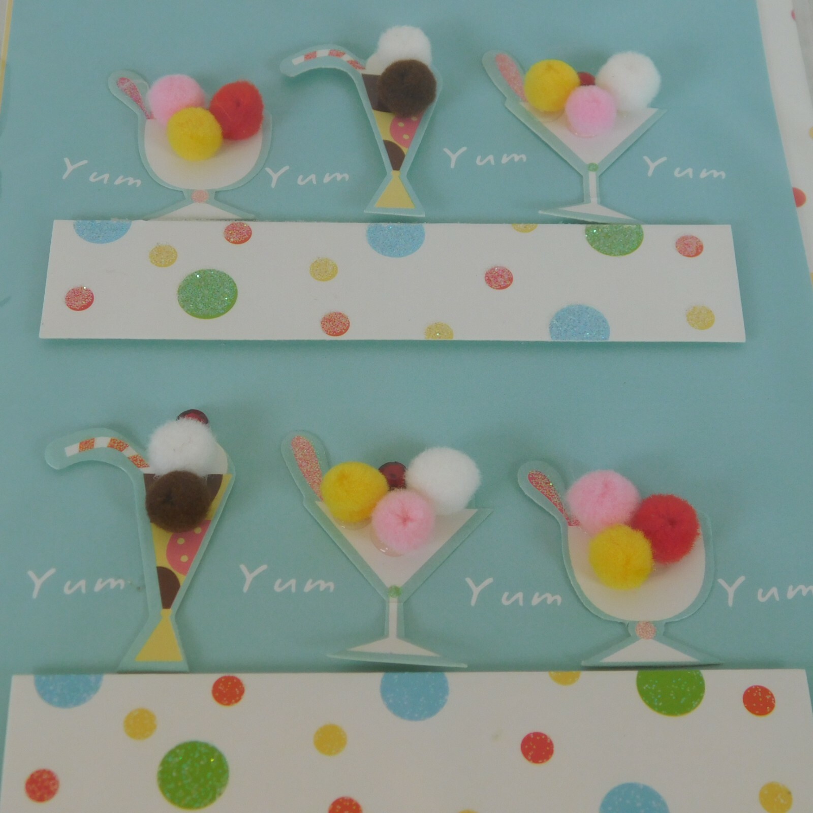 Burgoyne Greeting Card Multi-Color Yum Yum Yum Ice Cream Sundae Envelope Blank