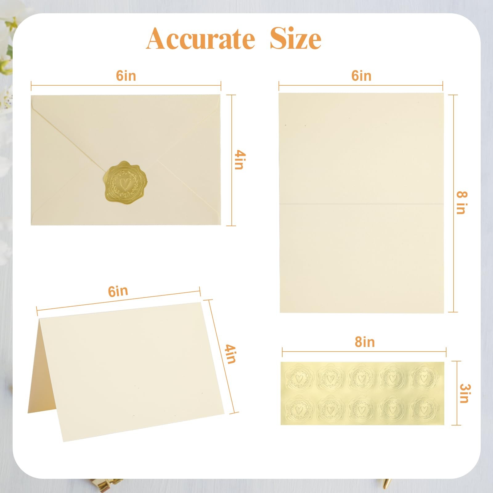 50 PACK Cream Blank Cards and Envelopes 4×6 Inch, Note Greeting Cards, Folded…