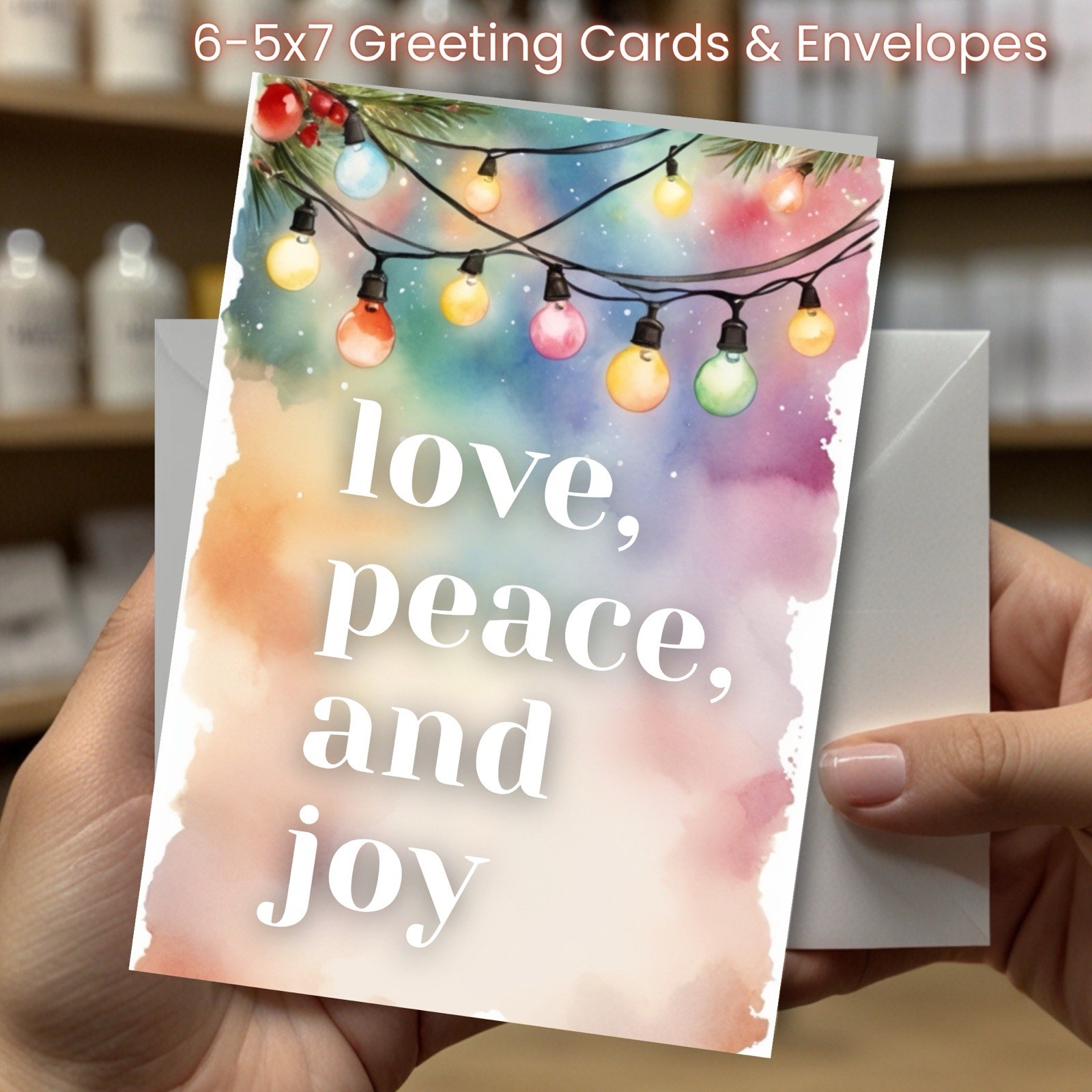 Christmas Greeting Cards w/ Envelope – Set of 6 -5×7 Cards & Envelopes L#055