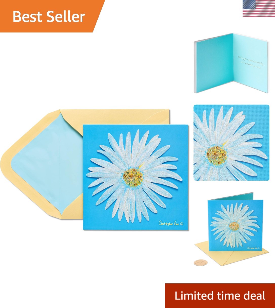 Unique Floral Birthday Card – Beautifully Designed with Sparkly Embellishments
