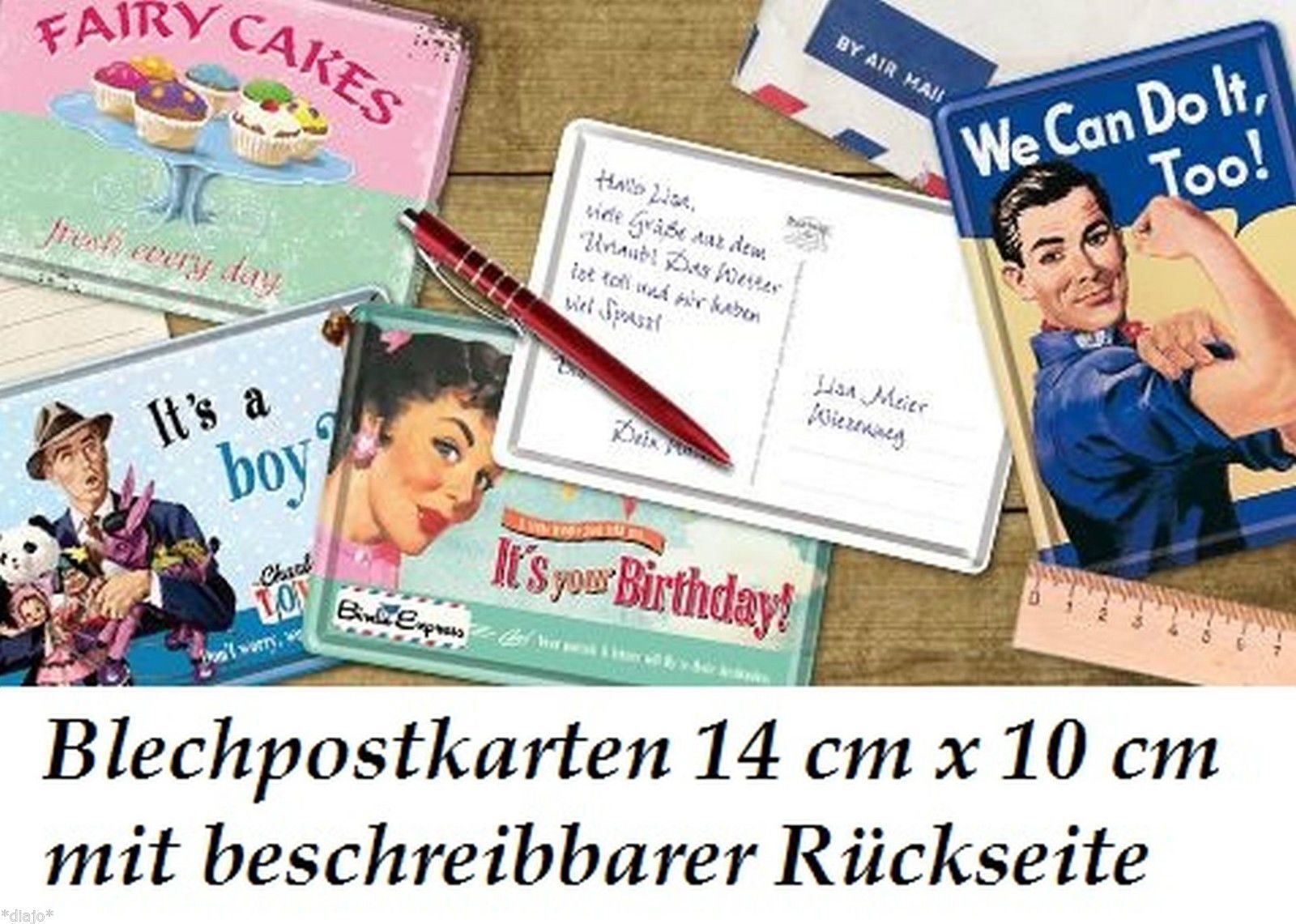 Tin postcard – 3 x 6 in – SMILE Der Klgere gibt Nachtisch