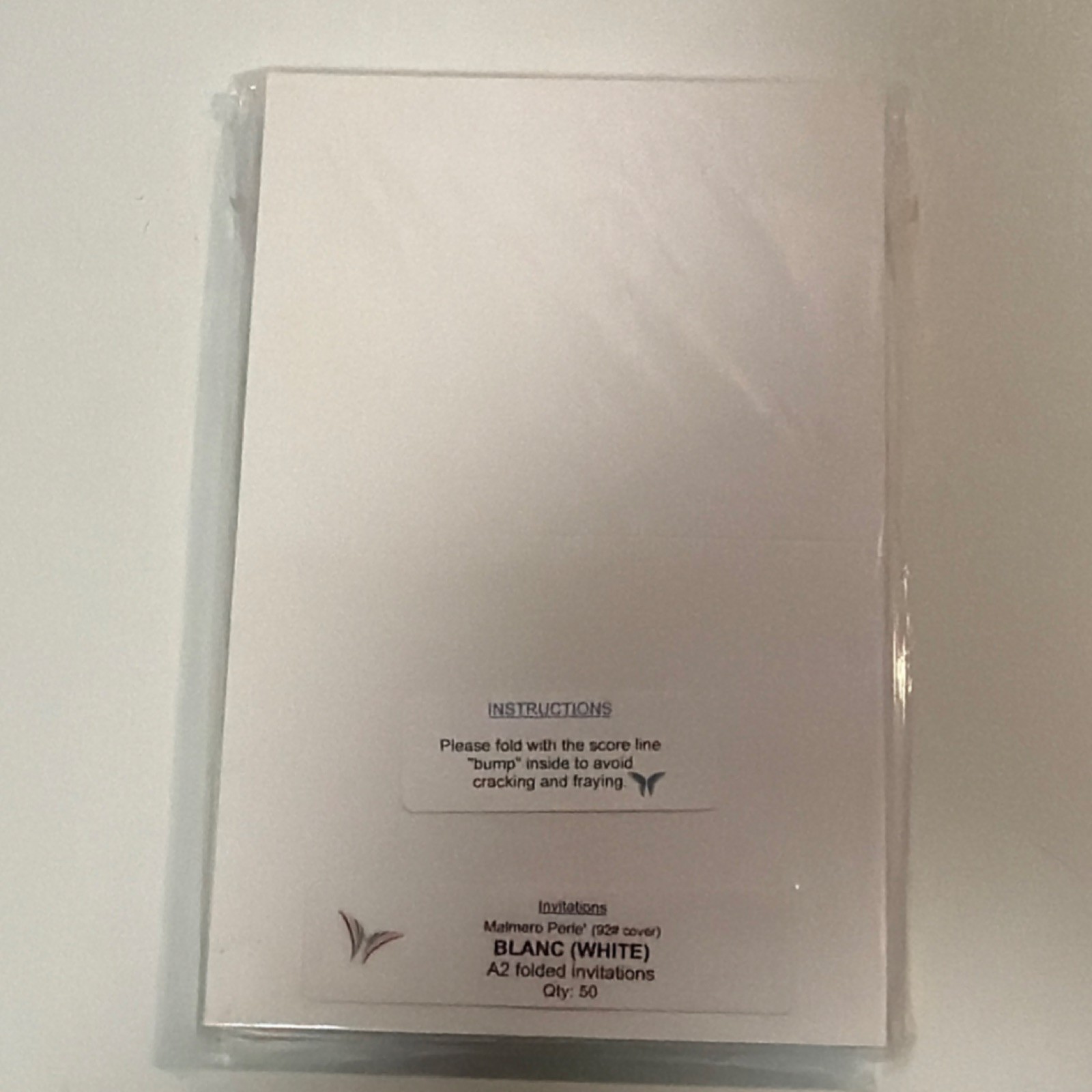 Malmero Perle White Folded Card Invitations Blank A2 Size Pack of 50 (5 packs)