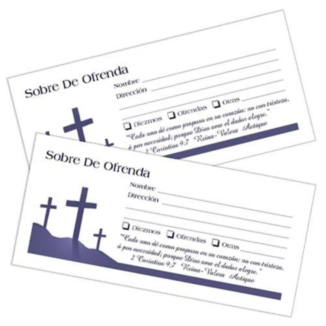 Kingdom Church Offering Envelopes – Three Cross Design in Spanish- Pack of 100