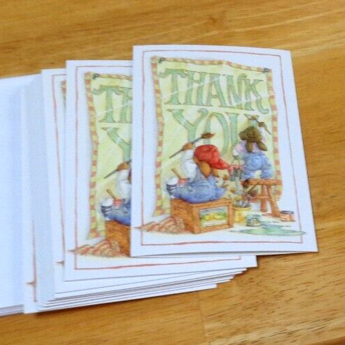 Thank You Cards Bunny Rabbits Painting Set 16 Blank Inside Crown Point Graphics
