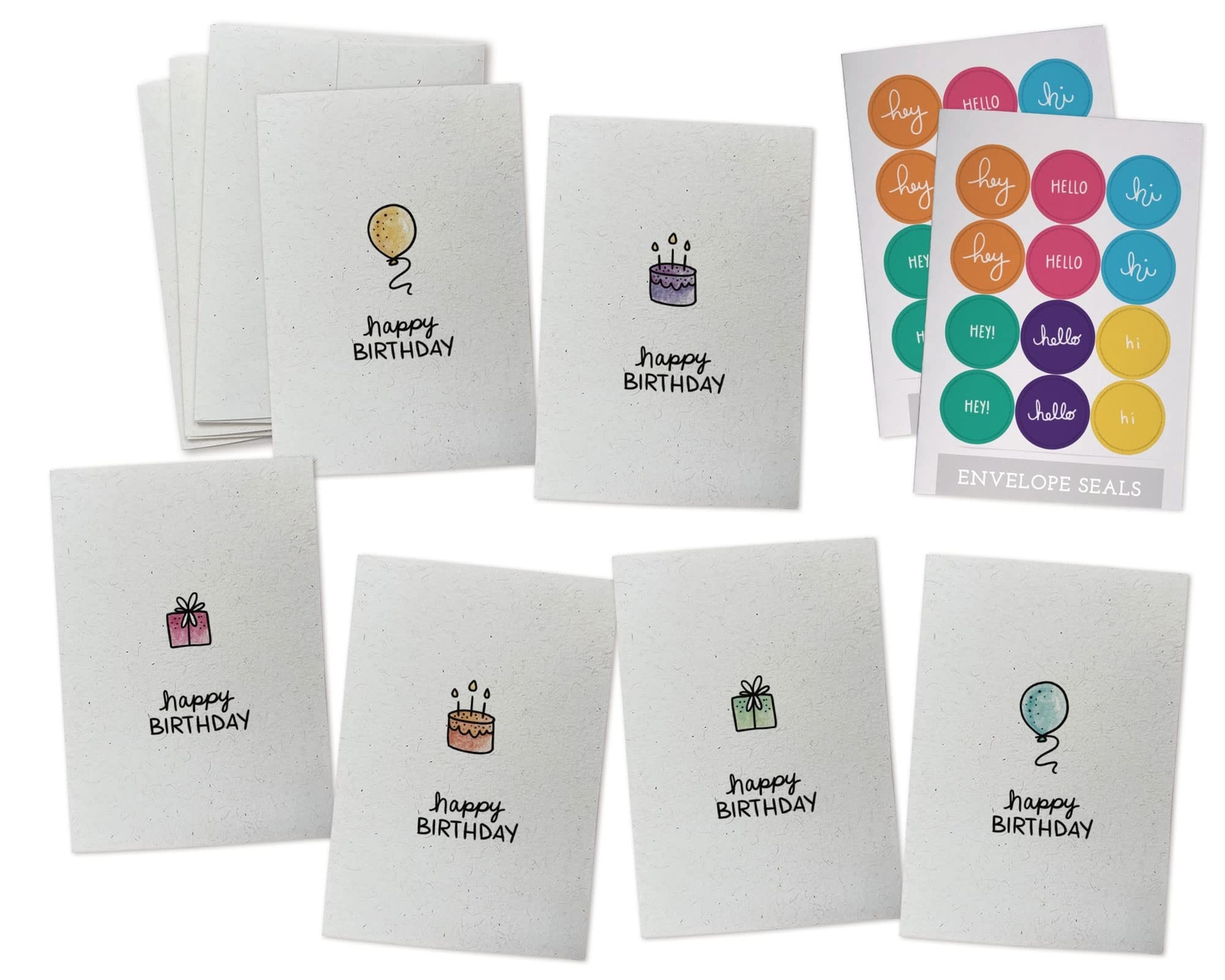 Minimalist Happy Birthday Note Cards Set – 24 Blank Greeting Cards with Envel…