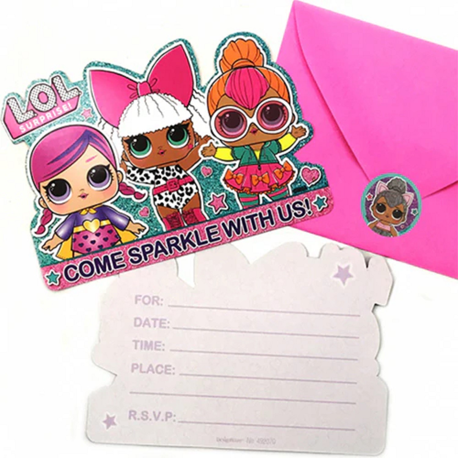 LOL Surprise Doll Toy Cute Girls Kids Birthday Party Invitations w/Envelopes