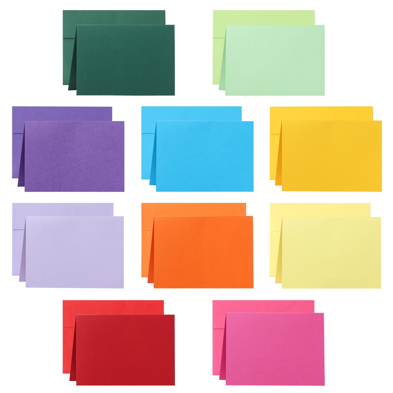 100 Packs 10 Assorted Colors Blank Cards and Envelopes 4.25 x 5.5 Heavyweight…