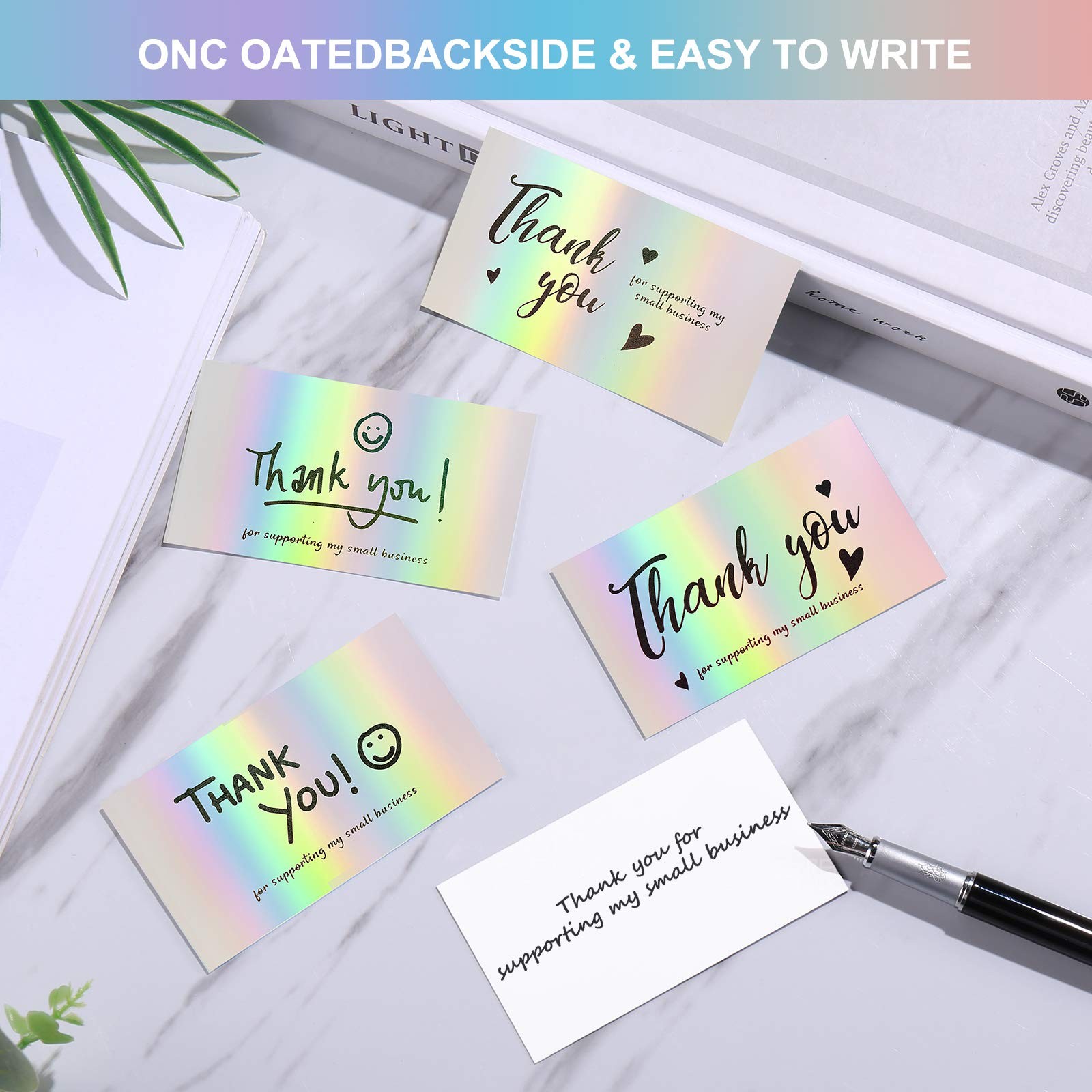 3.5×2 Inch Holographic Thank You Cards 120Pcs Small Business Retail Gift Packagi