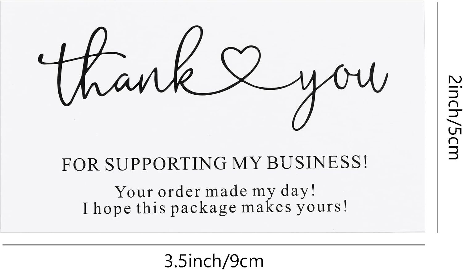 200Pcs Thank You for Supporting My Business Cards,2 X 3.5 Inches / 9 X 5 Cm