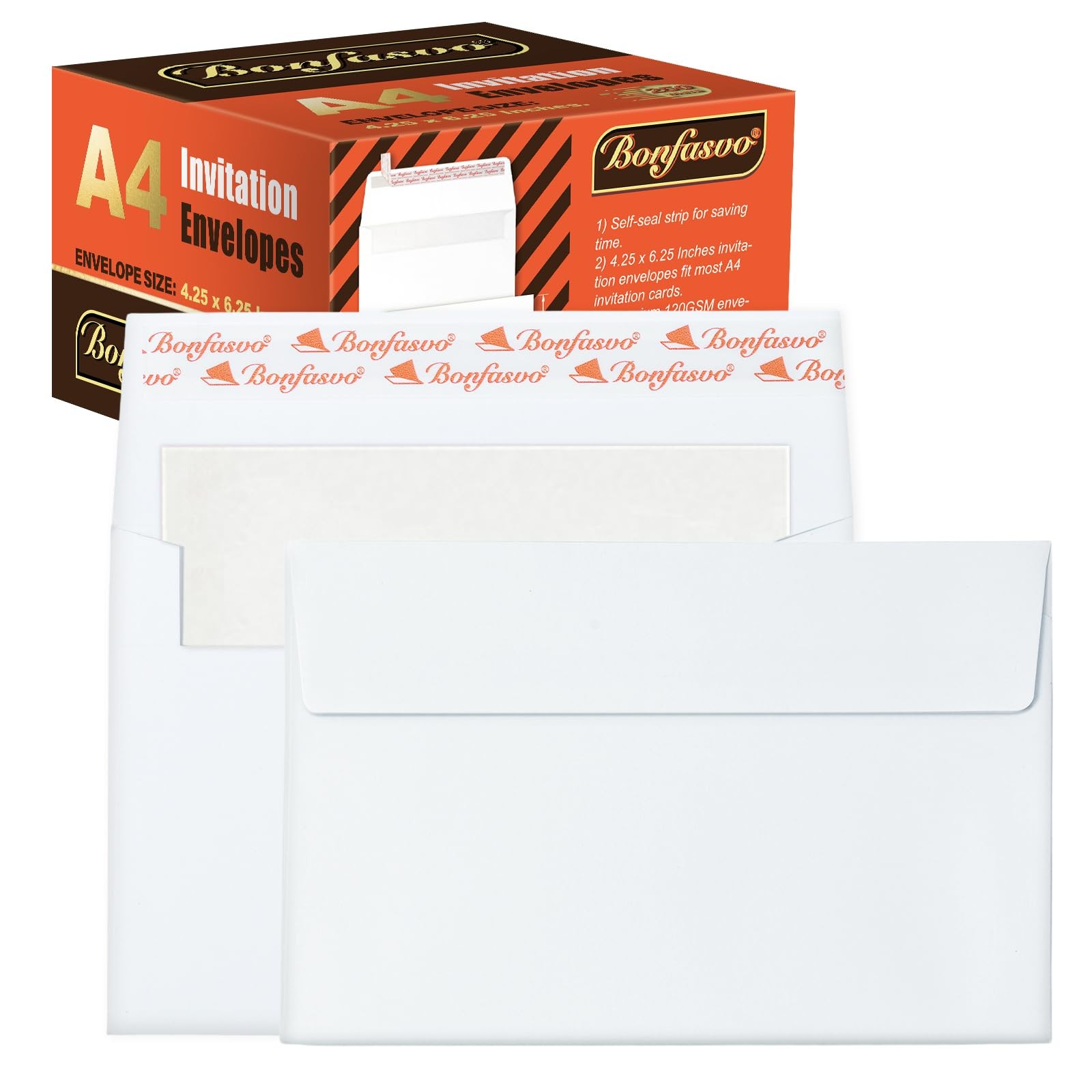 A4 Invitation Envelopes 4.25×6.25 Inch SelfSealing White Stationery 250 PCS