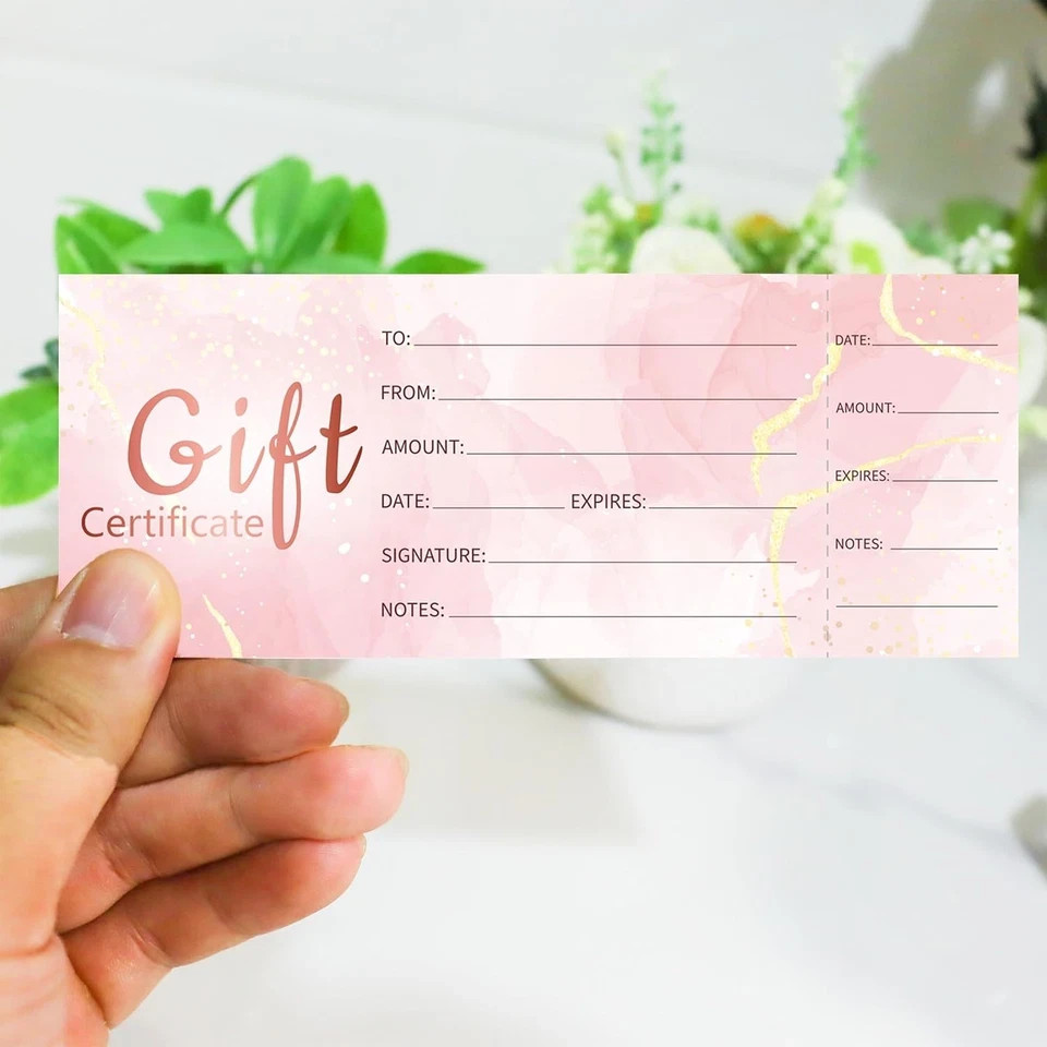 135pcs Blank Gift Certificates Cards for Business Spa Salon Wedding Pink