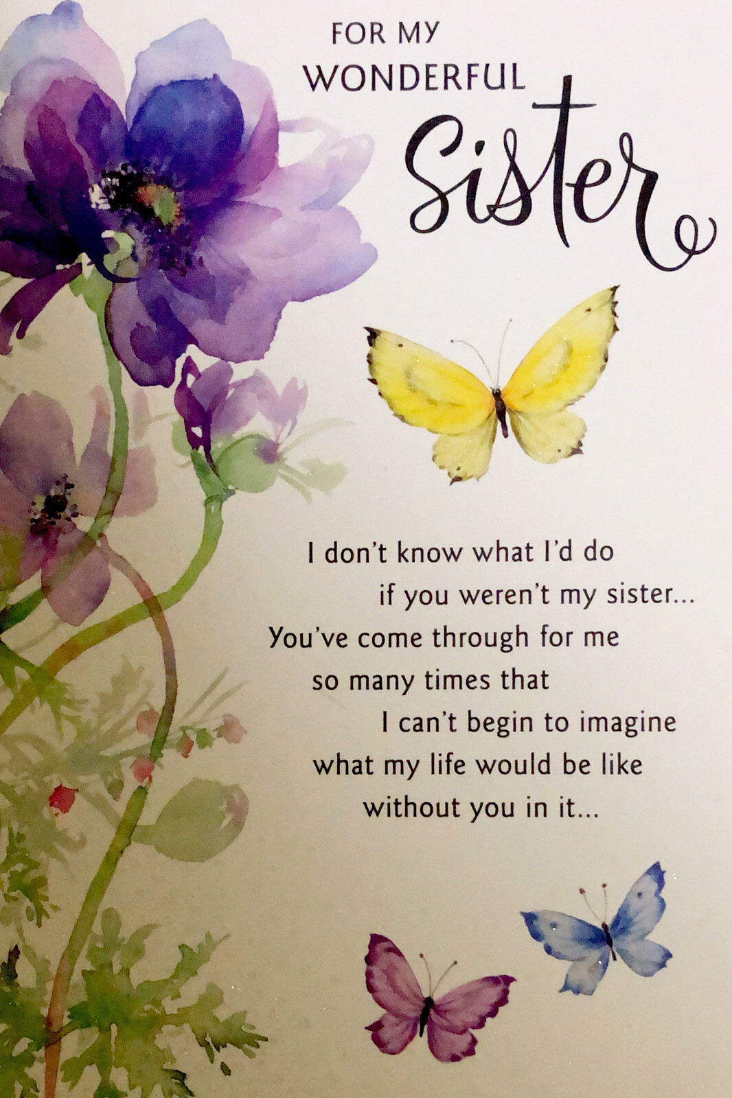 Happy Birthday For My Wonderful SISTER 5”x7” Hallmark Heartline Greeting Card