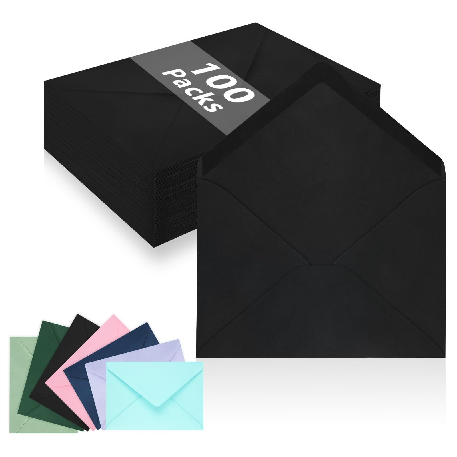 100 PCS Black A7 Envelopes 5.24×7.24 Inch Self Seal Greeting Card Invitation