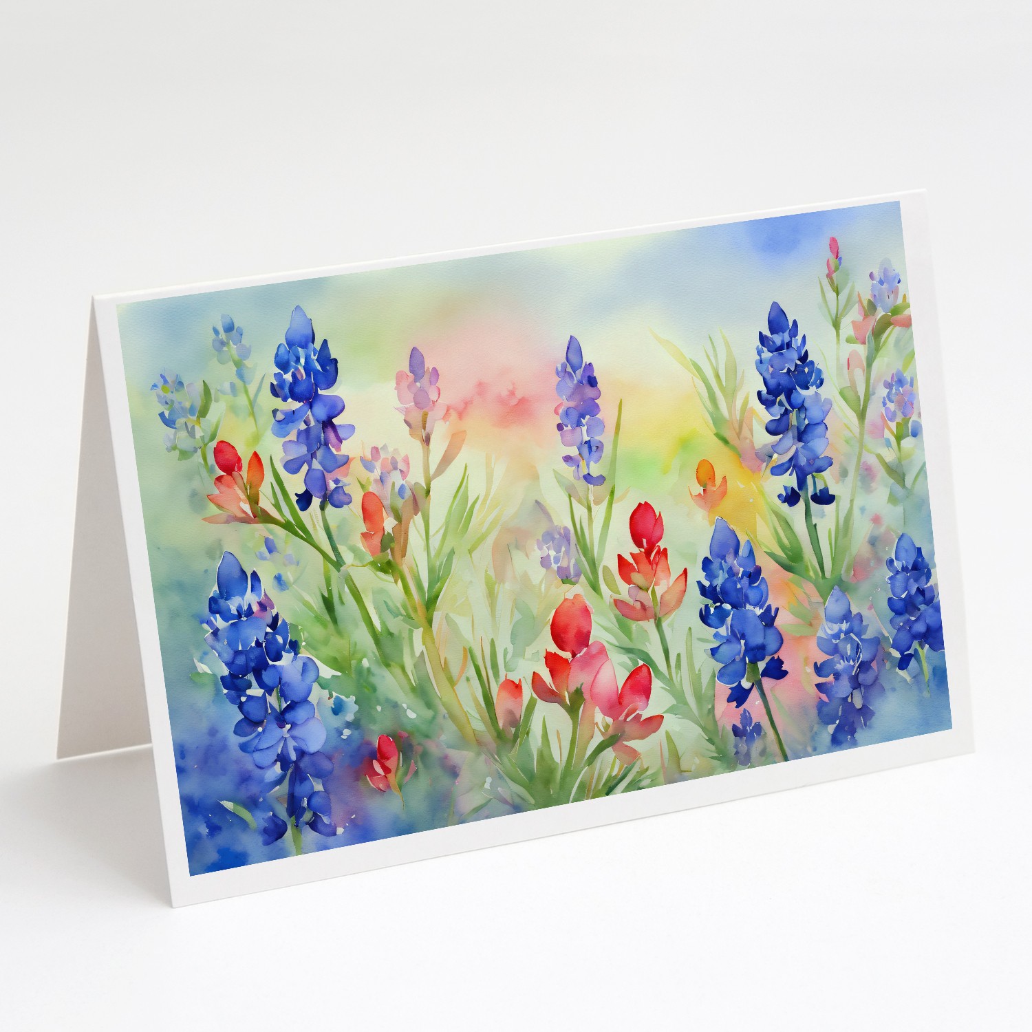 Caroline’s Treasures Texas Bluebonnets in Watercolor Greeting Cards Pack of 8