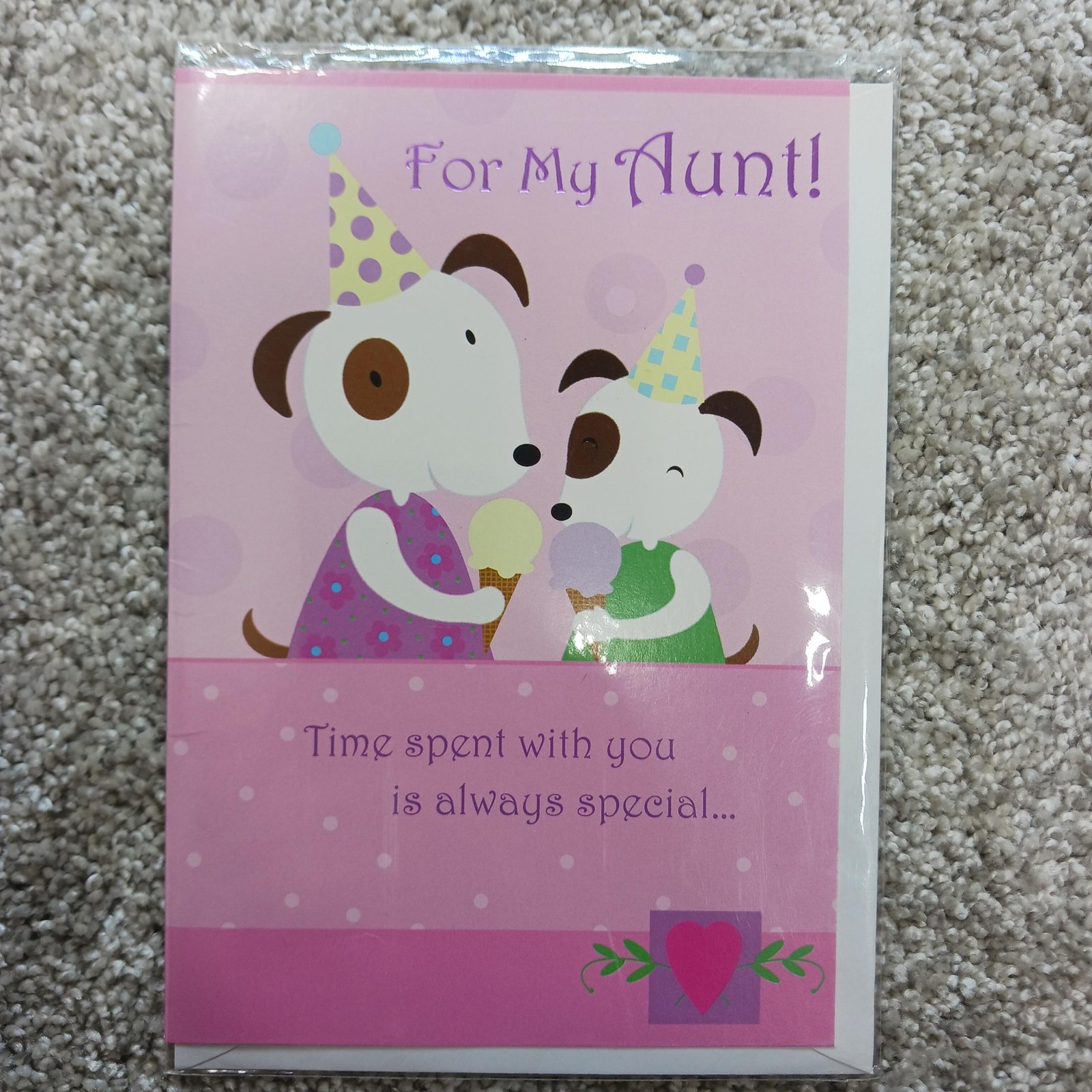 Ink Loft Birthday Greeting Card Aunt Pink Puppy Polka Dot Including Envelope