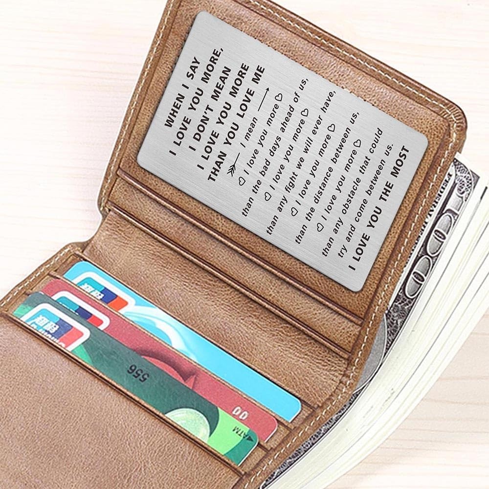 TANWIH When I Say I Love You More Wallet Card, Romantic Valentines Day Cards, I