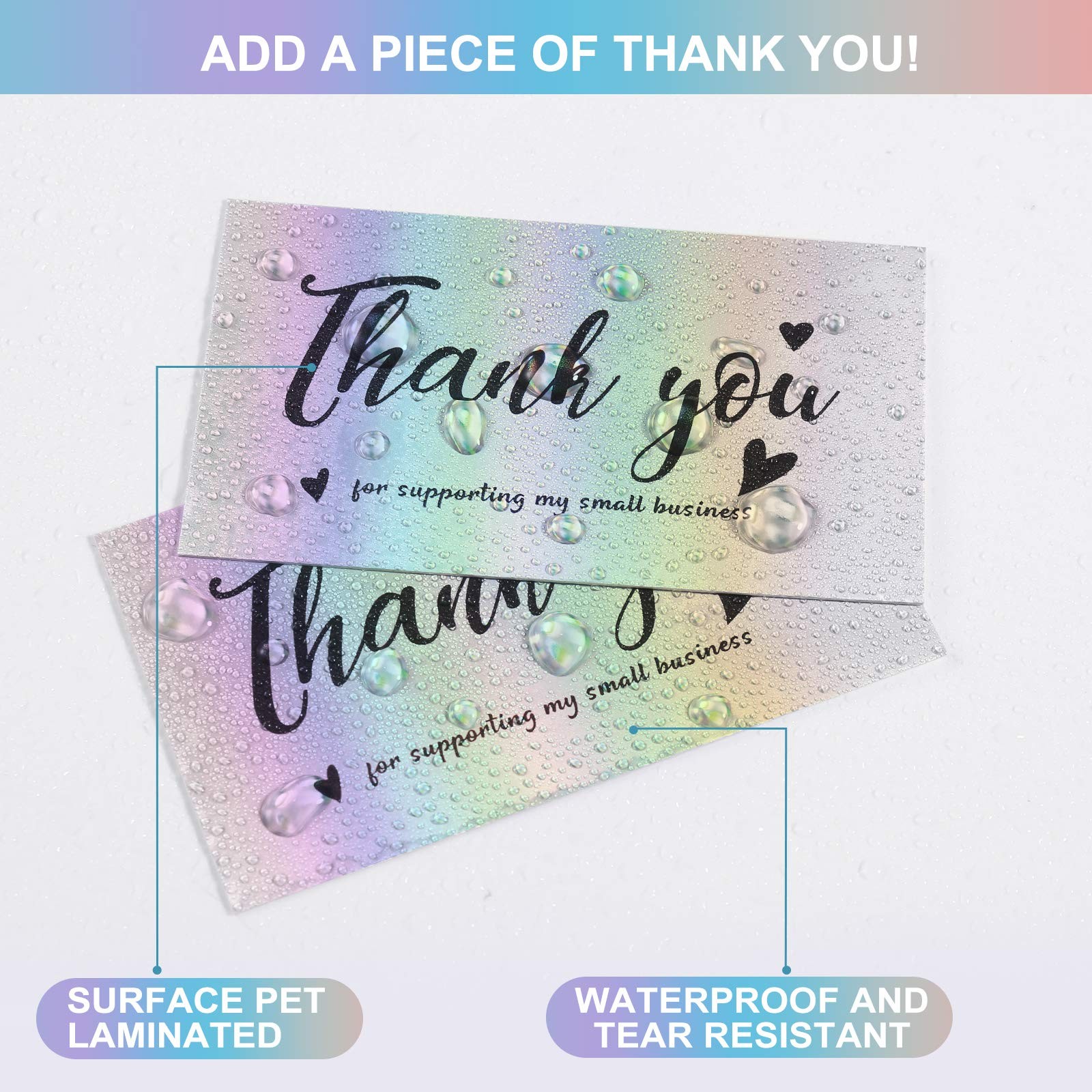 3.5×2 Inch Holographic Thank You Cards 120Pcs Small Business Retail Gift Packagi