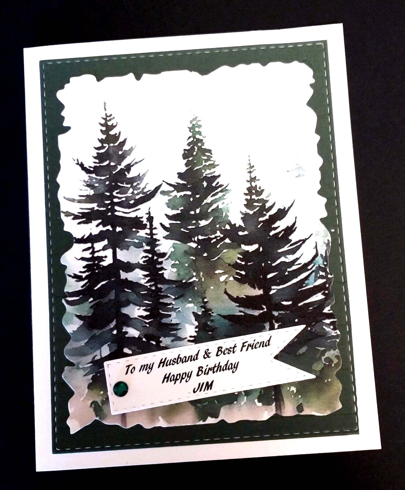 Personalized Birthday Card Handmade for Husband Forest Theme with Verse Inside