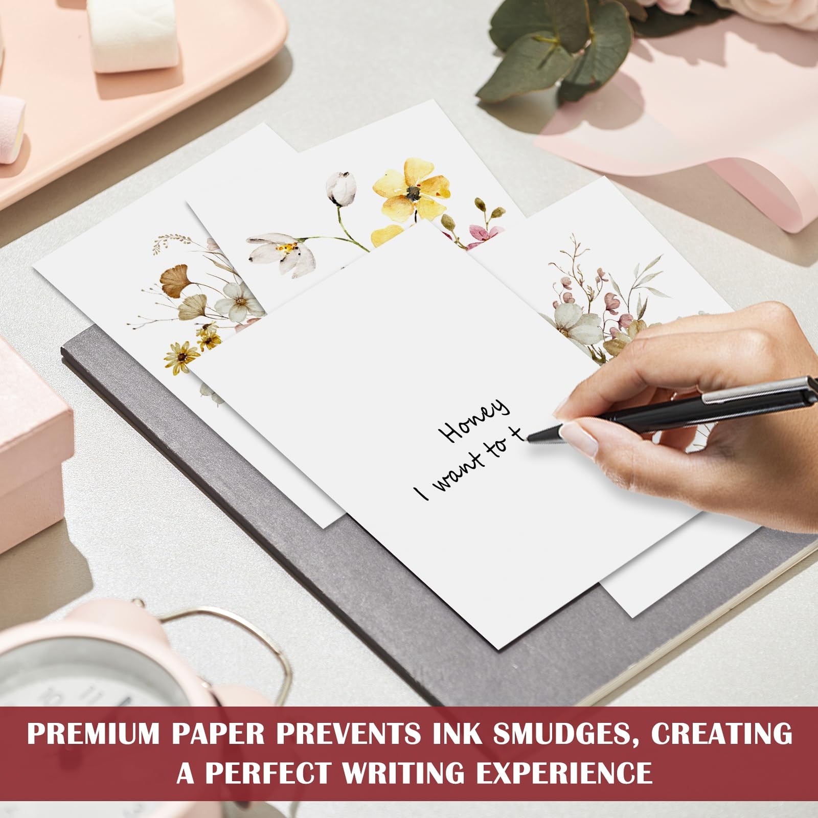 30 Blank Greeting Cards 4×6 with Envelopes Floral Note Cards Assorted Designs