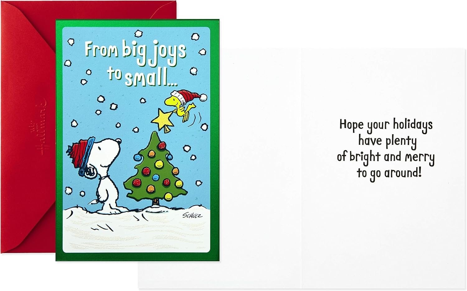 HALLMARK SNOOPY & WOODSTOCK CHRISTMAS CARD WITH ENVELOPE