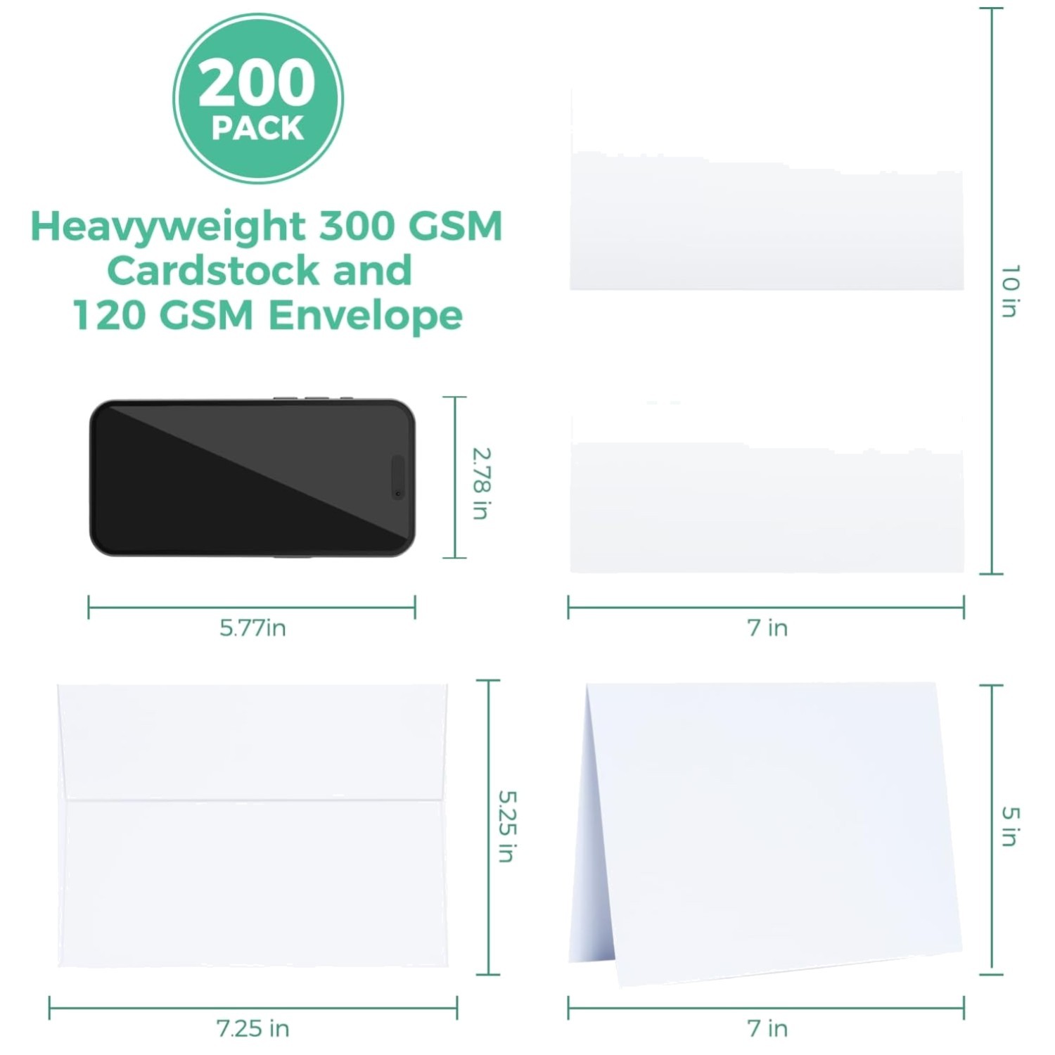 200 Pack White Cards and Envelopes Set – DIY Greeting Cards