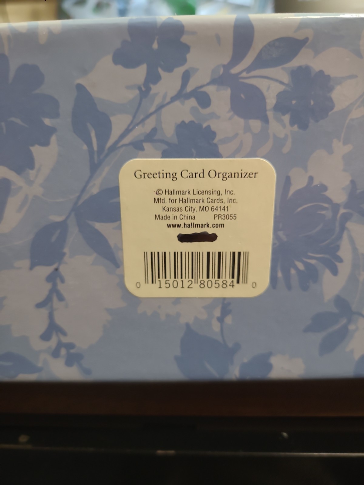 Vintage Hallmark Blue Floral Greeting Card Organizer Box w Hinged Lid 7.5″ H