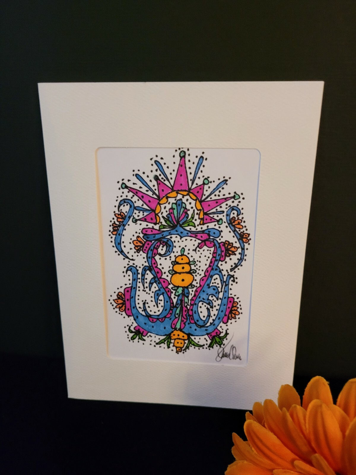 Box of 8 New Hand Drawn Abstract Art Greeting Cards Ink on Watercolor Stock