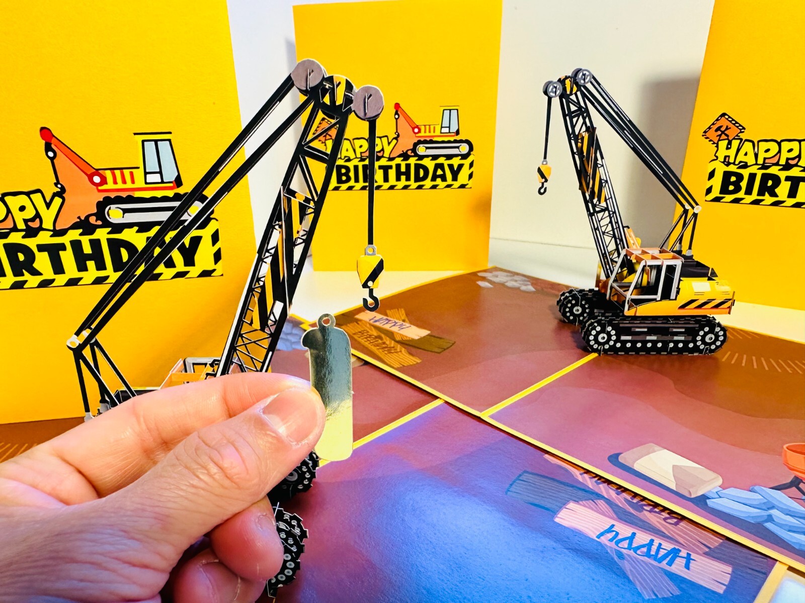 Origami Pop Cards Happy Birthday CRANE Truck Pop Up Greeting Card Handmade