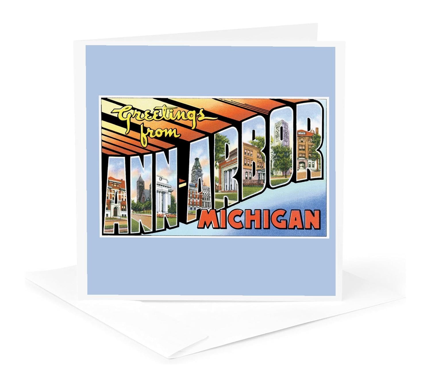 Greetings from Ann Arbor Michigan Scenic Postcard – Greeting Card, 6 x 6 inches,