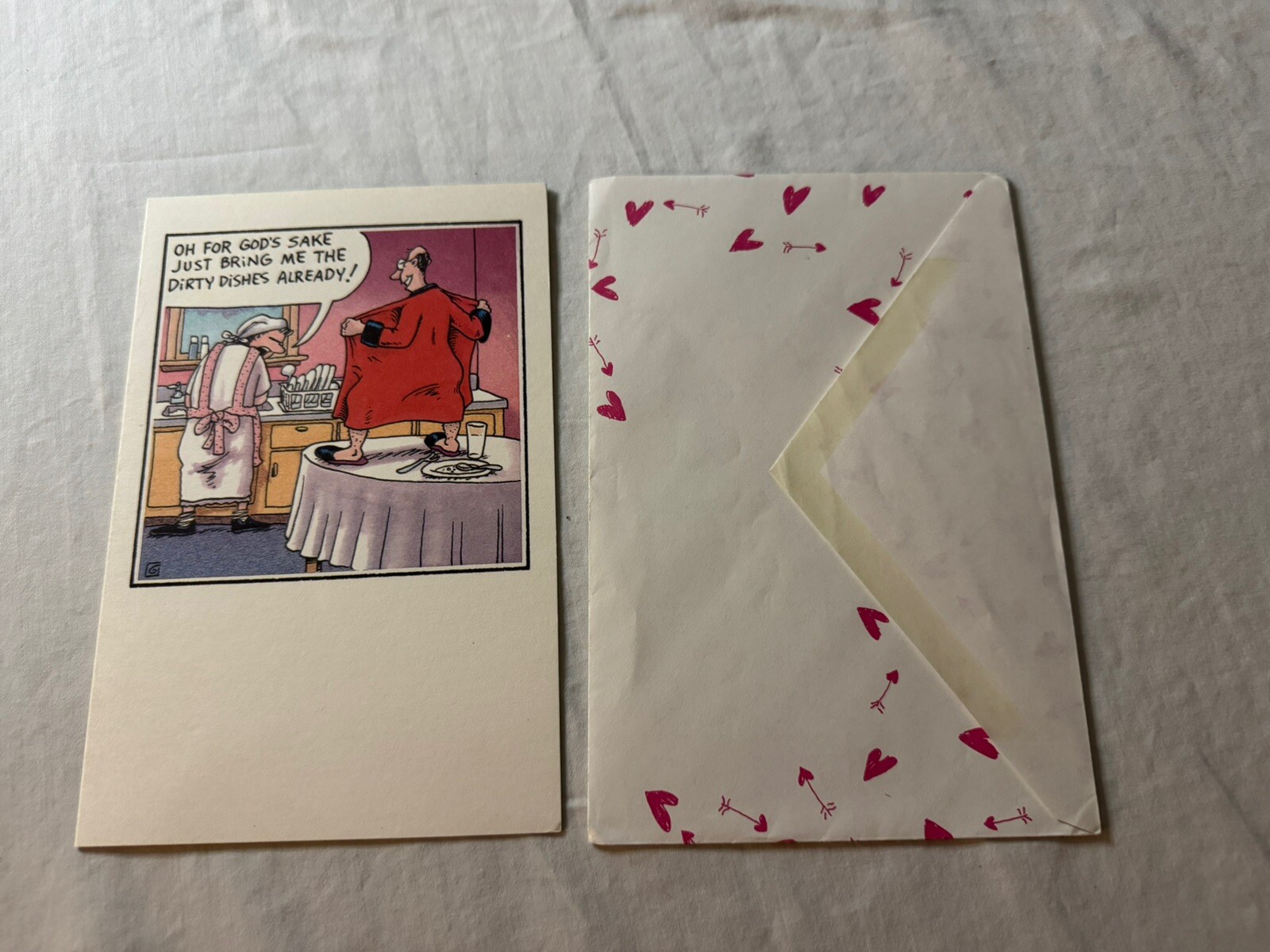American Greeting Valentine Day Card Naughty Comic Strip Dirty Dishes Vtg Funny