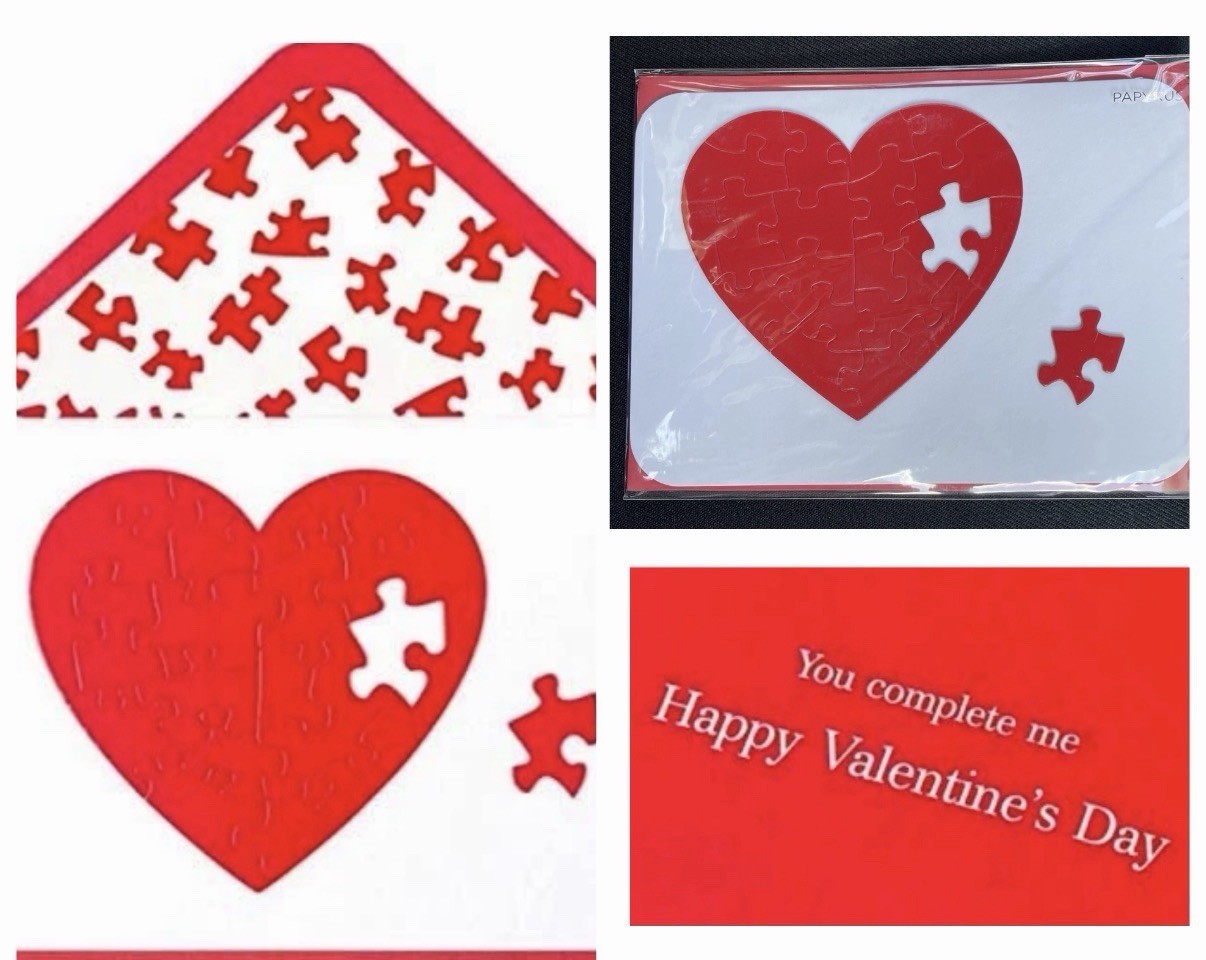 ❤️Papyrus Card High Quality Valentines You Complete Me Puzzle 3D Heart & Seal