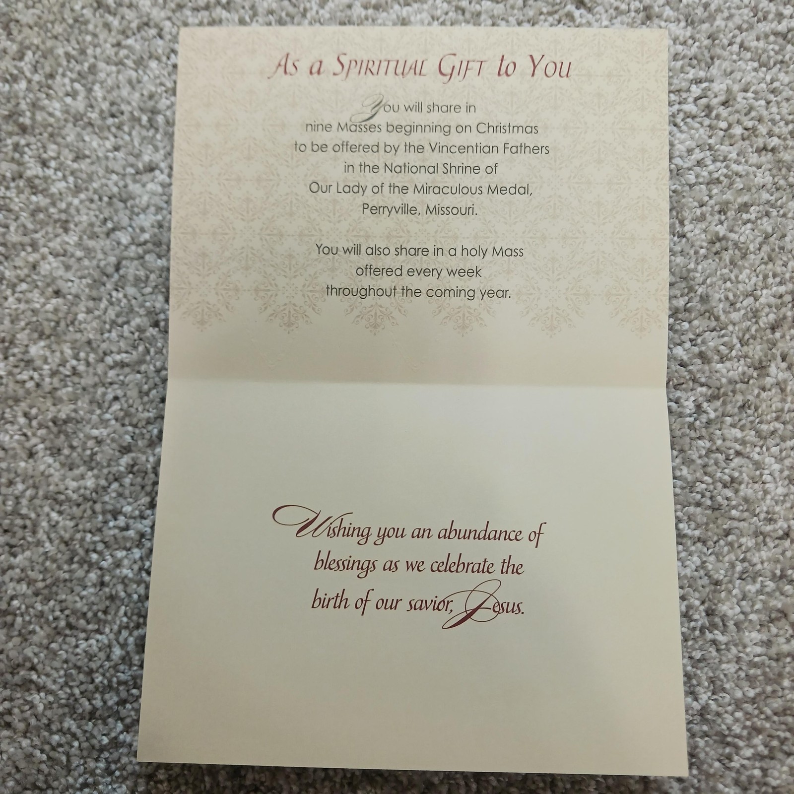 Association Of The Miraculous Medal Christmas Card Nativity Beige Metallic