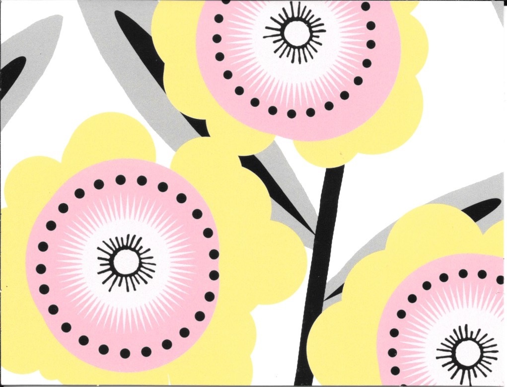 Pink & Yellow Abstract Flower Blank Note Cards By Hallmark – Set of 16