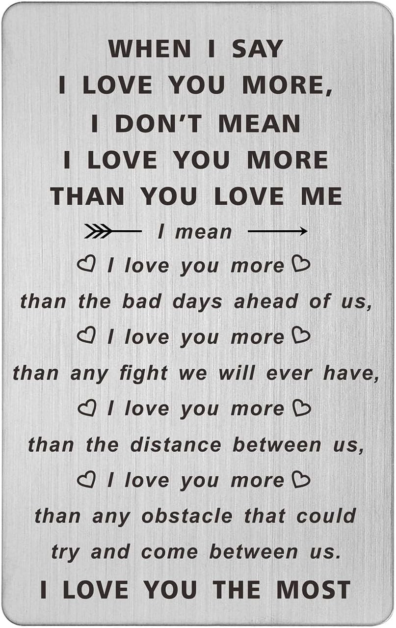 TANWIH When I Say I Love You More Wallet Card, Romantic Valentines Day Cards, I