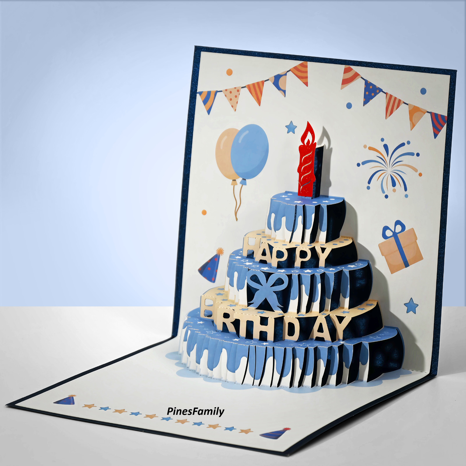 F16-3D Pop Up Birthday Cake Happy Birthday Greeting Card