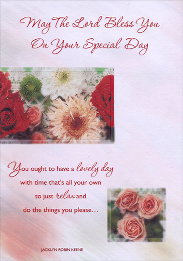 Lovely Day Flowers in Rectangular and Square Frames Religious Birthday Card