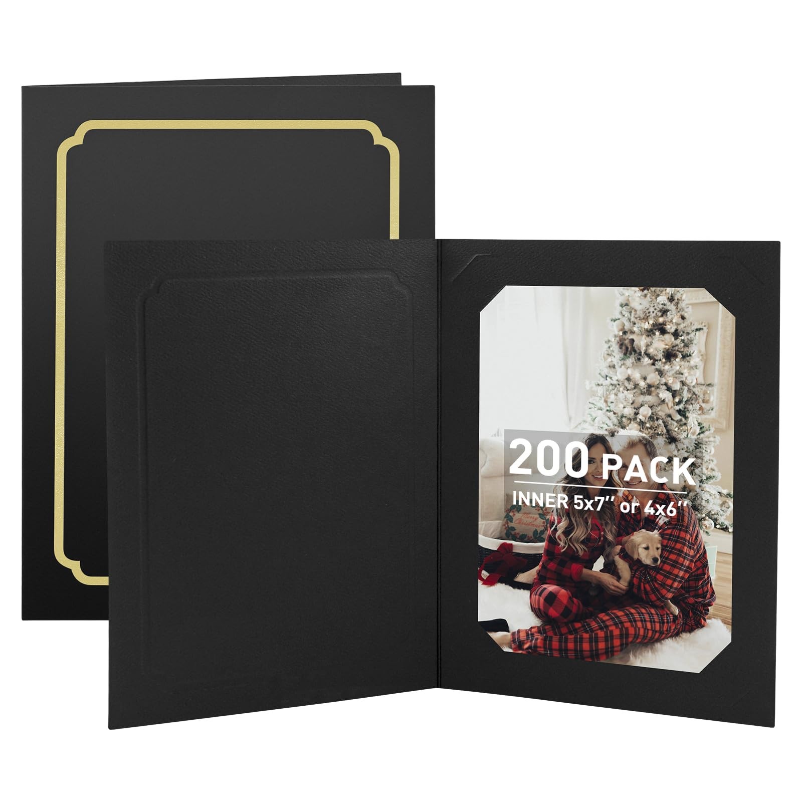 , Pack of 200, 4×6/5×7 Photo Folders, Cardboard Picture Frame, Frame Cards, G…