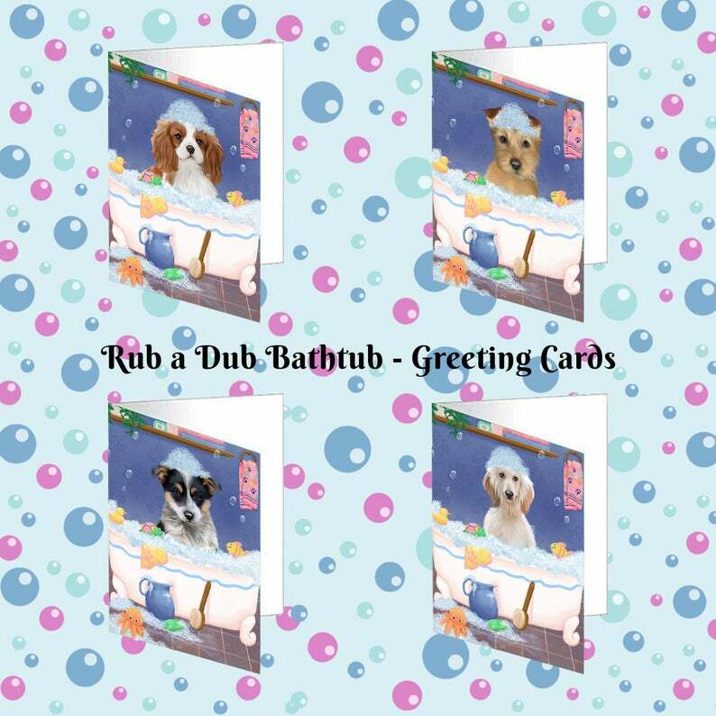 Rub a Dub Dog Cat in a Tub Pet Photo Lovers Invitation Greeting Card 10 Per Pack