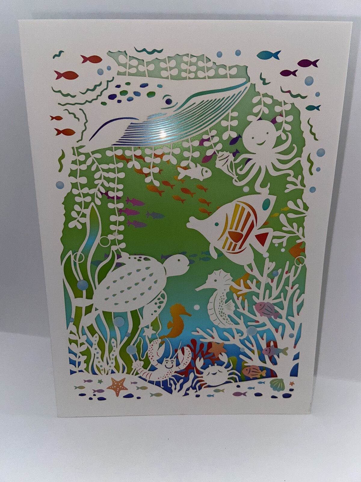 Papyrus Happy Birthday Greeting Card Party Ocean Fish Turtle Seahorse Laser Cut