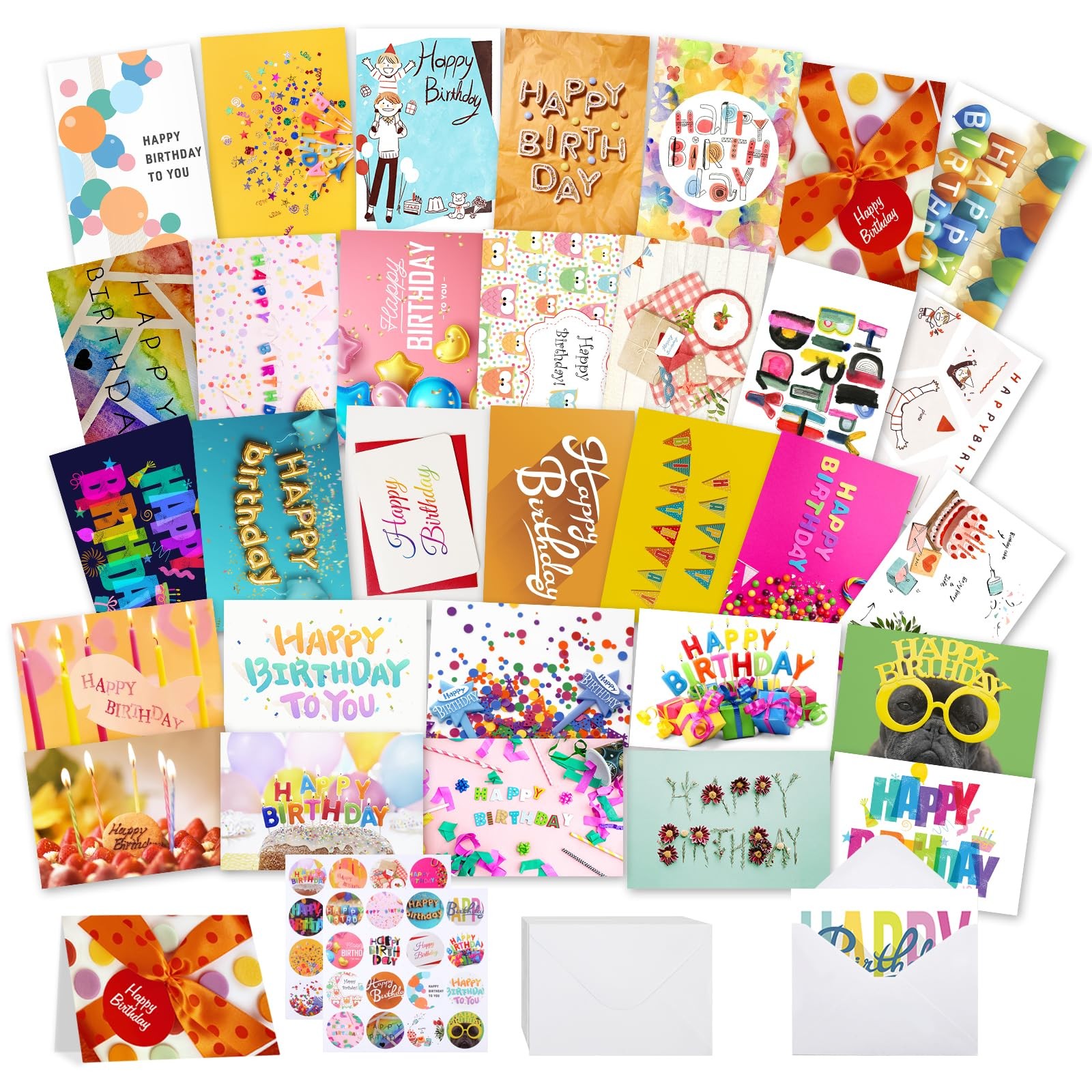 Joyberg 32 PCS Happy Birthday Cards Bulk with Envelopes, 4×6 Assorted Cards