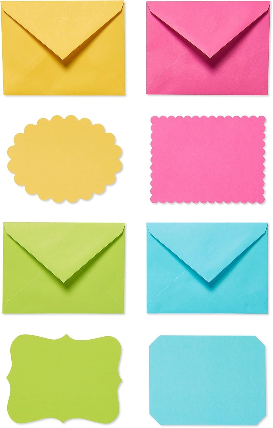 Single Panel Blank Cards with Envelopes, Bright Colors, Patterns and Shapes 4…
