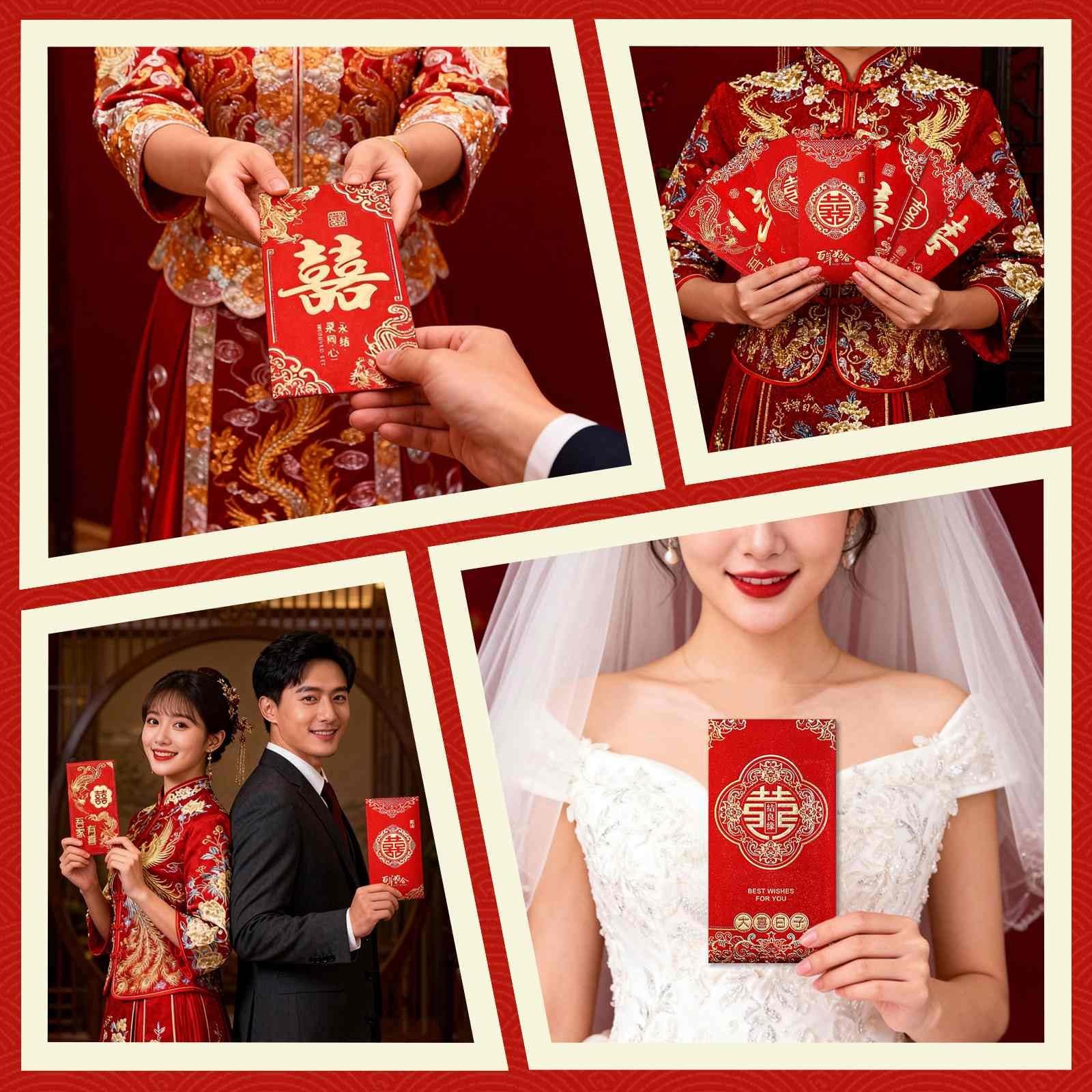 12 Packs Red Envelopes Chinese Wedding Premium Thick Paper Lucky Money Gold