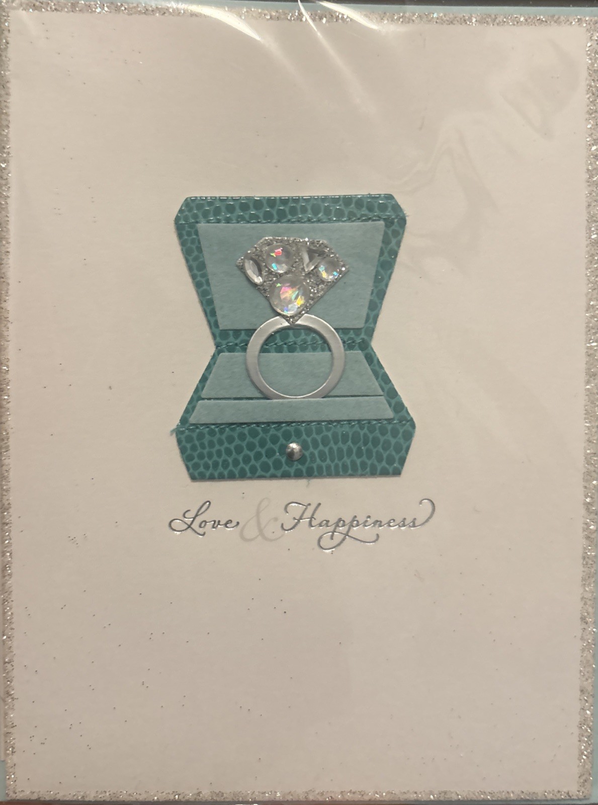 Papyrus~Elegant Wedding Card Love Happiness Faux Leather & Jewels Embellishments