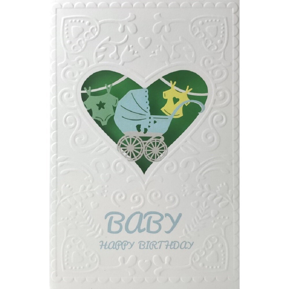 Carol Wilson Fine Arts E1 5×7″ Embossed Laser Cut Greeting Card Birthday Baby