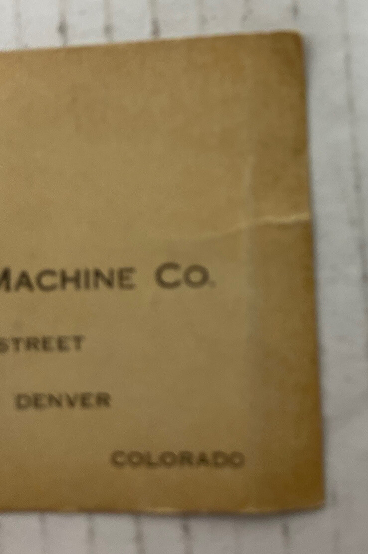 1910-20s Era Denver Colorado Singer Sewing Machine 16th St. Business Card